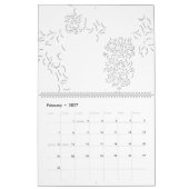 装飾的、グ淡い色のレイ カレンダー (2月 2027)