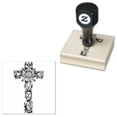 装飾的IHSカトリック十字架 ラバースタンプ (押印)