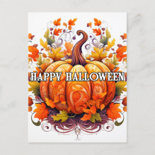 装飾秋カラフルハロウィーンカボチャ ポストカード