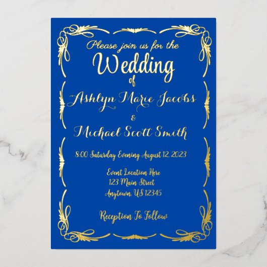 装飾箔縁ど結婚式招待状 箔招待状 (正面)