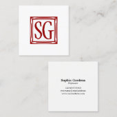 装飾箱 – イニシャル- Ruby Red スクエア名刺 (正面/裏面)