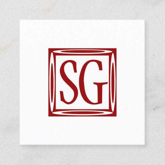 装飾箱 – イニシャル- Ruby Red スクエア名刺 (正面)