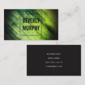 装飾素朴とヴィネット付きウッドグリーン 名刺 (正面/裏面)