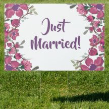 装飾素朴フローラたった今結婚しましたヤードサイン