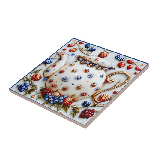 装飾素朴農家ヴィンテージティーポット タイル (側面)