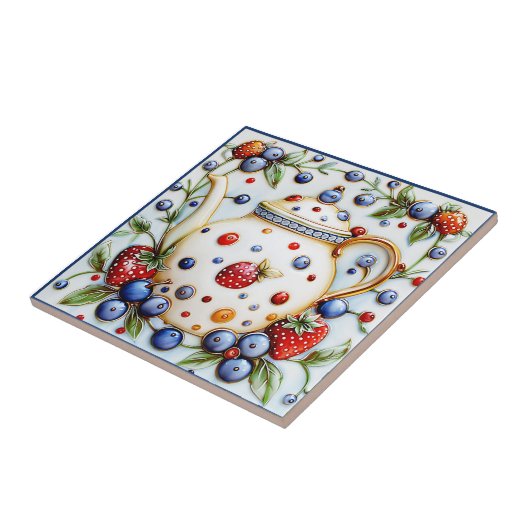 装飾素朴農家ヴィンテージティーポット タイル (側面)