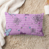 装飾紫と青の蝶の腰枕 ランバークッション (ブランケット)