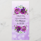 装飾紫エレガントバラのメ結婚ニュー・カード メニュー (裏面)