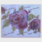 装飾紫バラ パターン（の模様が）ある ラッピングペーパー (フラット)