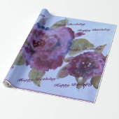 装飾紫バラ パターン（の模様が）ある ラッピングペーパー (アンロールド)