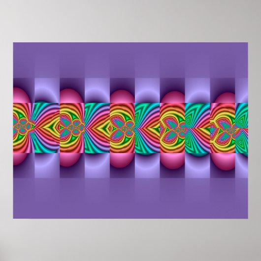 装飾紫フラクタル ポスター (正面)