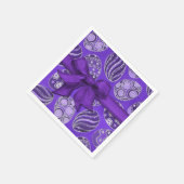 装飾紫リボンイースターエッグナプキン スタンダードカクテルナプキン (角)