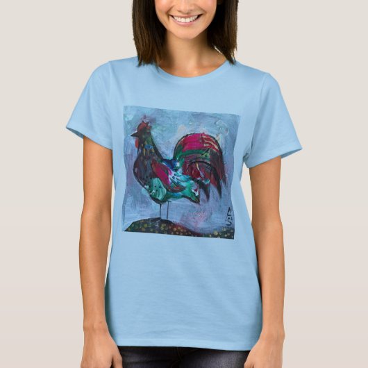 装飾絵画のアクリル鳥の石コースターのsq tシャツ (正面)