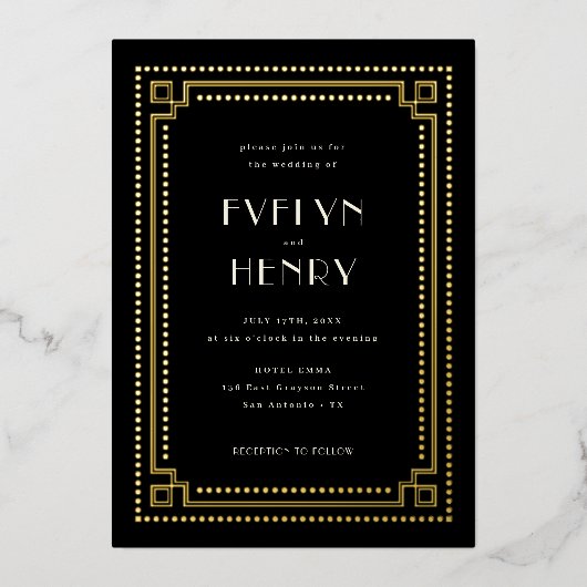 装飾縁ど結婚式招待状 箔招待状 (正面)