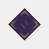 装飾縁ど金ゴールドパープル結婚ズのナプキン スタンダードカクテルナプキン (角)