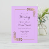 装飾縁ど金ゴールドラベ結婚ンダー 招待状 (スタンド正面)