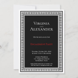 装飾縁ど黒白婚約パーティ 招待状