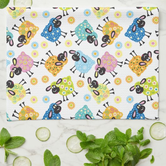 装飾羊 キッチンタオル (折り畳み)