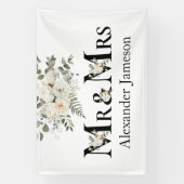 装飾美しい白フローラミセス結婚ズ 横断幕 (縦)