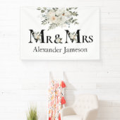 装飾美しい白フローラミセス結婚ズ 横断幕 (インサイチュ)