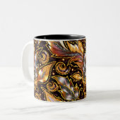 装飾羽毛抽象芸術 ツートーンマグカップ (正面左)