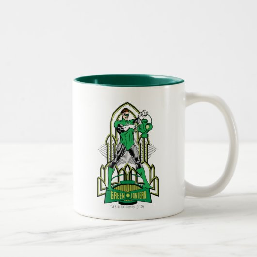 装飾背景に緑のランタン ツートーンマグカップ (右)