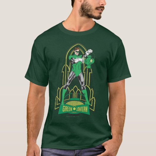装飾背景に緑のランタン Tシャツ (正面)