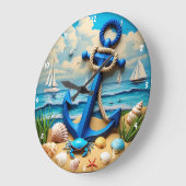 装飾航海の機能いかり沿岸の風景 ラージ壁時計 (傾斜)