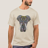 装飾色インディアン象 Tシャツ (正面)
