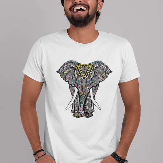 装飾色インディアン象 Tシャツ