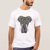装飾色インディアン象 Tシャツ (正面)