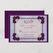 装飾花とハート誕生日RSVP 出欠カード (正面/裏面)