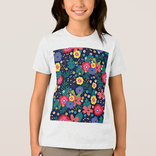 装飾花と離れ柄–48675 トライブレンドＴシャツ (正面)
