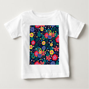 装飾花と離れ柄–48675 ベビーTシャツ