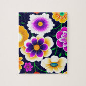 装飾花柄かわいいカラフル花 ジグソーパズル (縦)