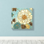 装飾花模様（青と白） キャンバスプリント (インサイチュ (ウッドフロア))