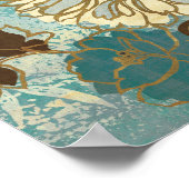 装飾花模様(青と白) ポスター (角)