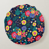 装飾花葉付黒背景 ラウンドクッション (裏面)