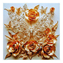 装飾芸術シルバーと金ゴールド – 蝶#2