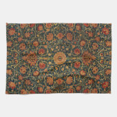装飾芸術フローラ花つる植物ピンクグリーン キッチンタオル (横)
