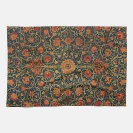 装飾芸術フローラ花つる植物ピンクグリーン キッチンタオル