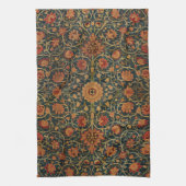 装飾芸術フローラ花つる植物ピンクグリーン キッチンタオル (縦)