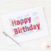 装飾芸術的ハッピーバースデースクリプト 長方形シール (封筒)