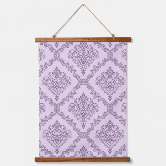 装飾芸術花柄フラワーパープル 吊り下げ型タペストリー (正面)