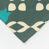 装飾華美レトロタイルのティール(緑がかった色)緑 フリースブランケット (角)