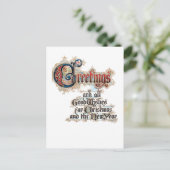 装飾華美金ゴールドヴィンテージクリスマスグリーティング ポストカード (スタンド正面)