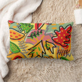 装飾葉カラフル図画スケッチカラフル ランバークッション (ブランケット)