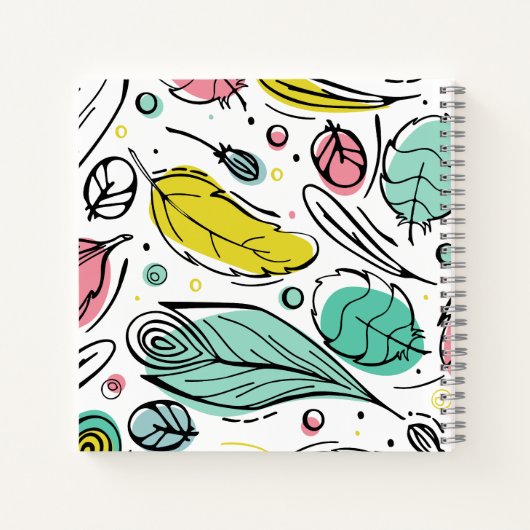 装飾葉ガーリー模様lピモダンンク ノートブック (裏面)