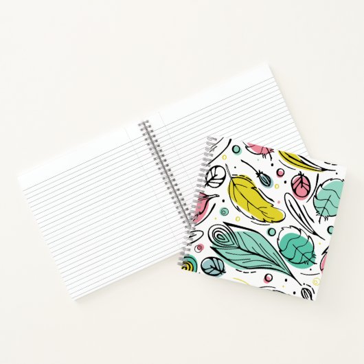 装飾葉ガーリー模様lピモダンンク ノートブック (内部)