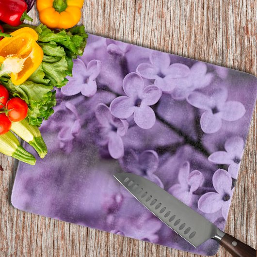 装飾薄紫花 カッティングボード